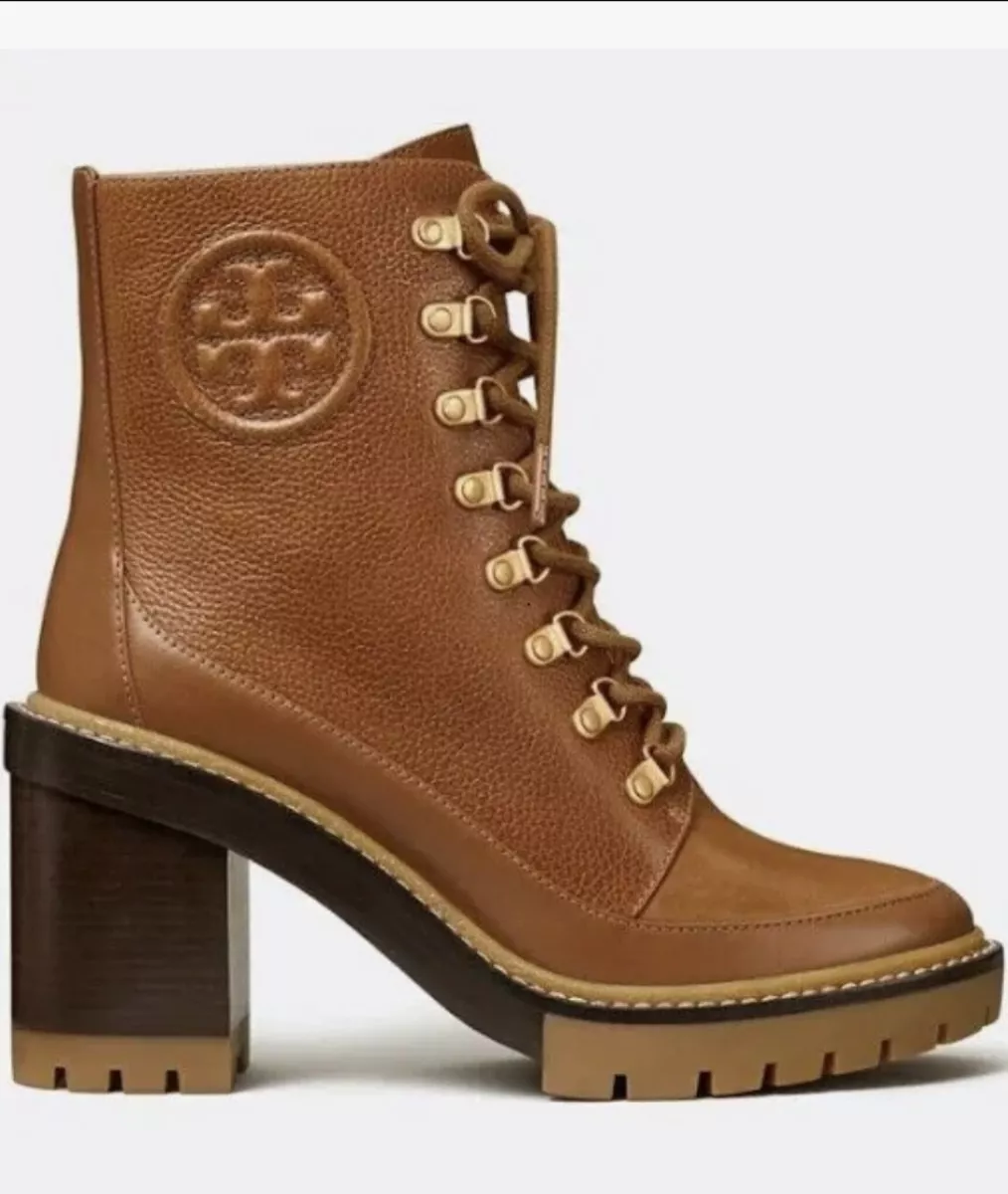 TORY BURCH MILLER LUG SOLE BOOTIE 95MM in TOASTED CARAMEL AUTHENTIC NWT