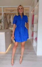 ZARA NEW SS24 ZW SHORT DRESS WITH CUTWORK EMBROIDERY BELTED BLUISH 4786/085