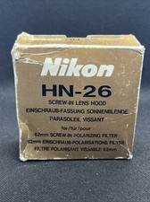 Nikon HN-26 Screw-In Lens Hood For 62mm Screw-In Polarizing Filter New in Box