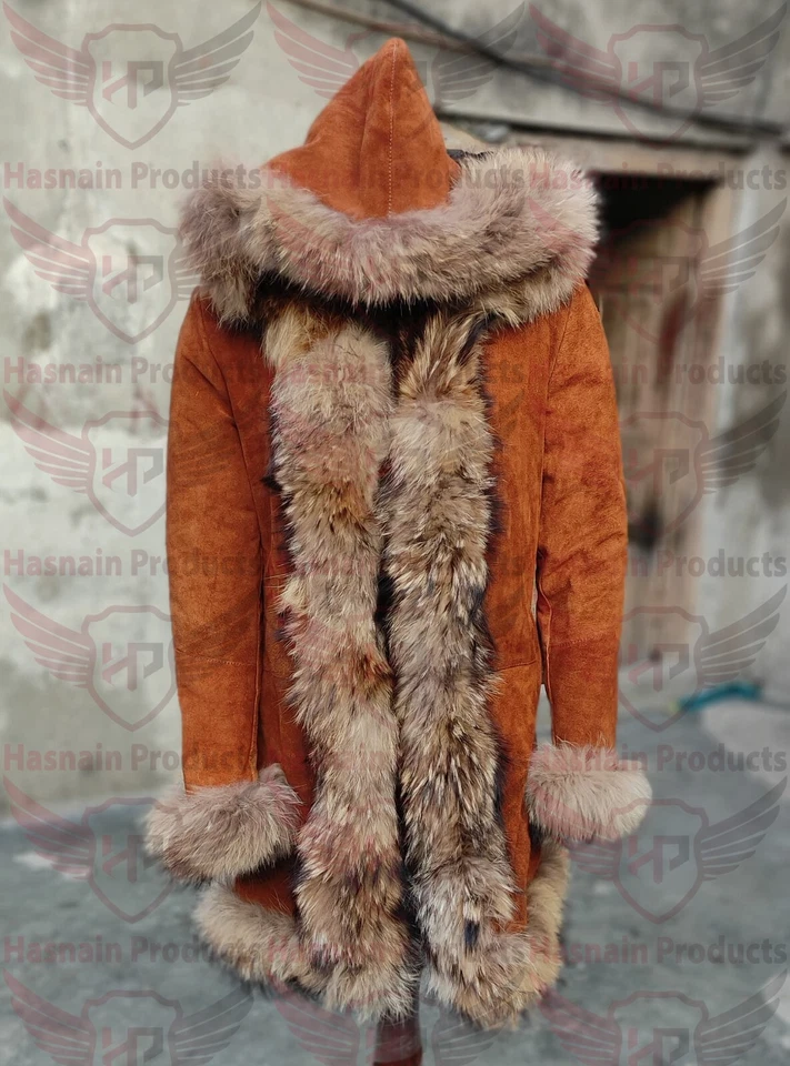 Genuine leather Suede penny lane long coat for women Fur outerwear gift for wife - Image 2 of 4