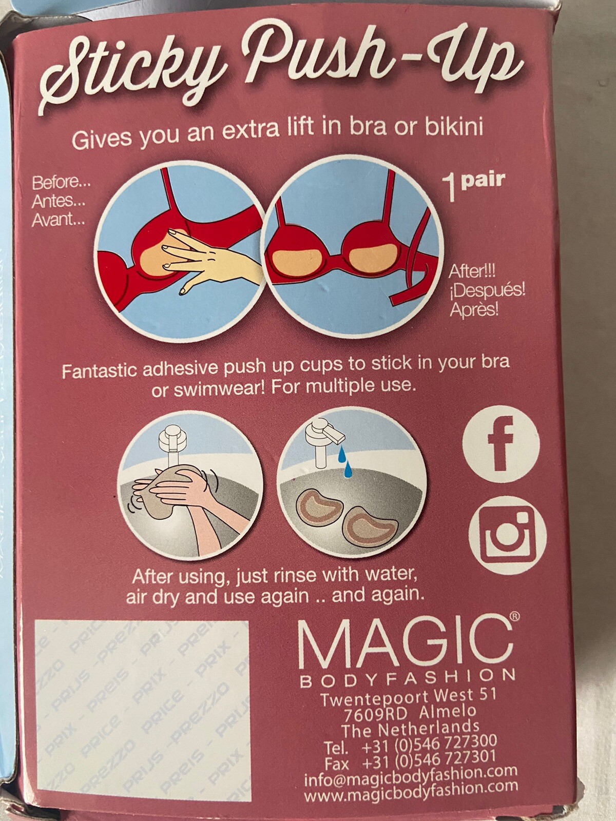 Magic, body fashion, sticky, push-up Bra Size B/C Color Latte
