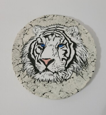 Shapes Of Clay Mt. St. Helens Ash Clay White Tiger Wall Plaque New With Tag