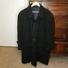 Vintage Chaps Ralph Lauren Black Cashmere Blend Italy Dress Trench Coat sz R 46