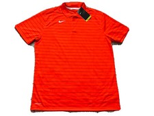 Nike Mens Short Sleeve Golf Polo Shirt Orange Stripe Dri-FIT DD2190-891 Large