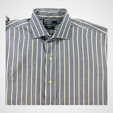 Polo Ralph Lauren Shirt Mens Sz 17.5 XL Regent Classic Fit Blue White Striped