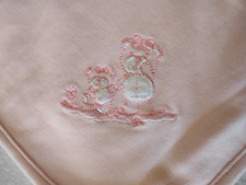 Little Me Pink Swaddle Blanket Solid With Bears on Corner 100 Cotton Baby Lovey