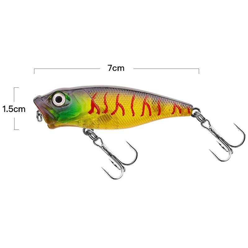 OriGlam 5pcs Fishing Popper Lure, Fish Baits Bass Hard Lures 3D Eyes Poppers,  - Image 7