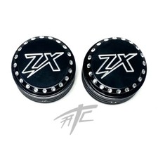 ZX-14 BLACK CONTRAST DIAMOND CUT “ZX” FORK CAPS 2006-2024 KAWASAKI NINJA ZX14
