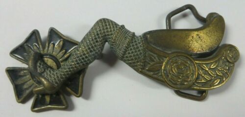 Vtg 1980's Baron BBB COWGIRL SEXY LEG SPINNING SPUR Belt Buckle Brass Western - Picture 1 of 12