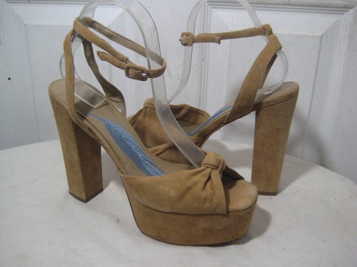 Brian Atwood B-GABBY Tan Suede Leather Platform Heel Sandals Women's Size 9 M - Picture 10 of 24