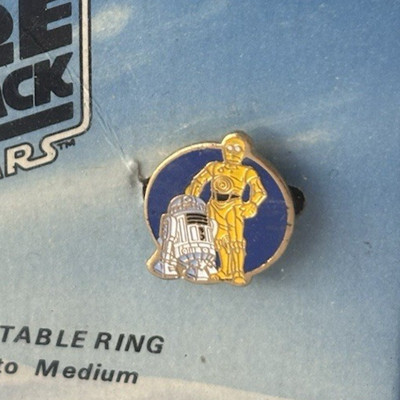 Star Wars ESB C-3PO R2-D2 Ring 1980 Kay Bee Sticker Vintage Collectible Toy Gift