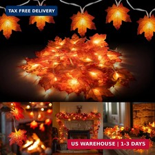 2 Pack Thanksgiving Maple Leaf String Lights, Total 20FT 40 LED Battery Operated