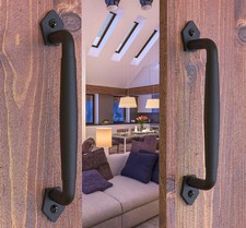 2-Pack 10 Inch Round Rustic Sliding Barn Door Handle Black Steel Pull for Fence