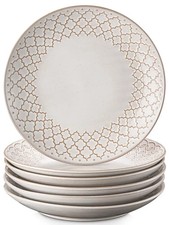 Porcelain Dinner Plate Set of 6 Microwave & Dishwasher Safe Vintage White 21.5cm