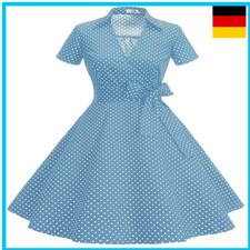 Rockabilly Kleider Damen V-Ausschnitt Midi Festliche Kleider für Hochzeit