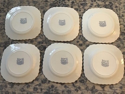 6 Plate Vintage Johnson Bros England Tulip Time Square Salad Dessert Ironstone - Picture 3 of 3
