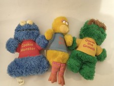Big Bird Cookie Monster Oscar Grouch Sesame Street Playskool Vtg 1983 Plush READ