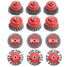 71878 12 Pack Wire Wheel Set for 4-1/2" Angle Grinder, 5/8"-11 UNC Arbor