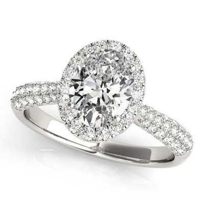 Best Sale! 2 kt DE/VS Lab Grown ovaler Diamant Halo Verlobungsring 18 K Weißgold