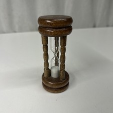 Vtg Wooden Hourglass Glass 3 Minute Egg Kitch...