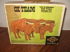 Ox Team Old West wooden Kit Wagon Masters Scale Model Craft Master Unused VTG