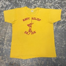 True Vintage Navy Relief 5K/10K Yellow 70s Russell Athletic Marine Corp Tshirt