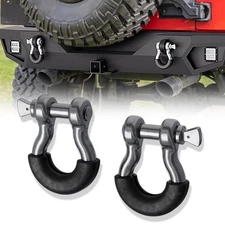 2pcs 3/4" Silver & Black Dring Shackle w 7/8" Screw Pin 57,000Ibs Break Strength