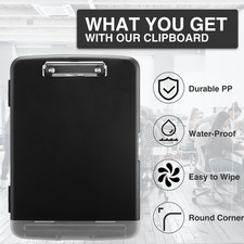 Clipboard with Storage, Clip Board 8.5 X 11 with Pen Holder, Plastic Organiza...