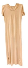 VINTAGE JC PENNEY Dress Gown Cover Up Hooded Sleepwear Topstitch Tan - Small