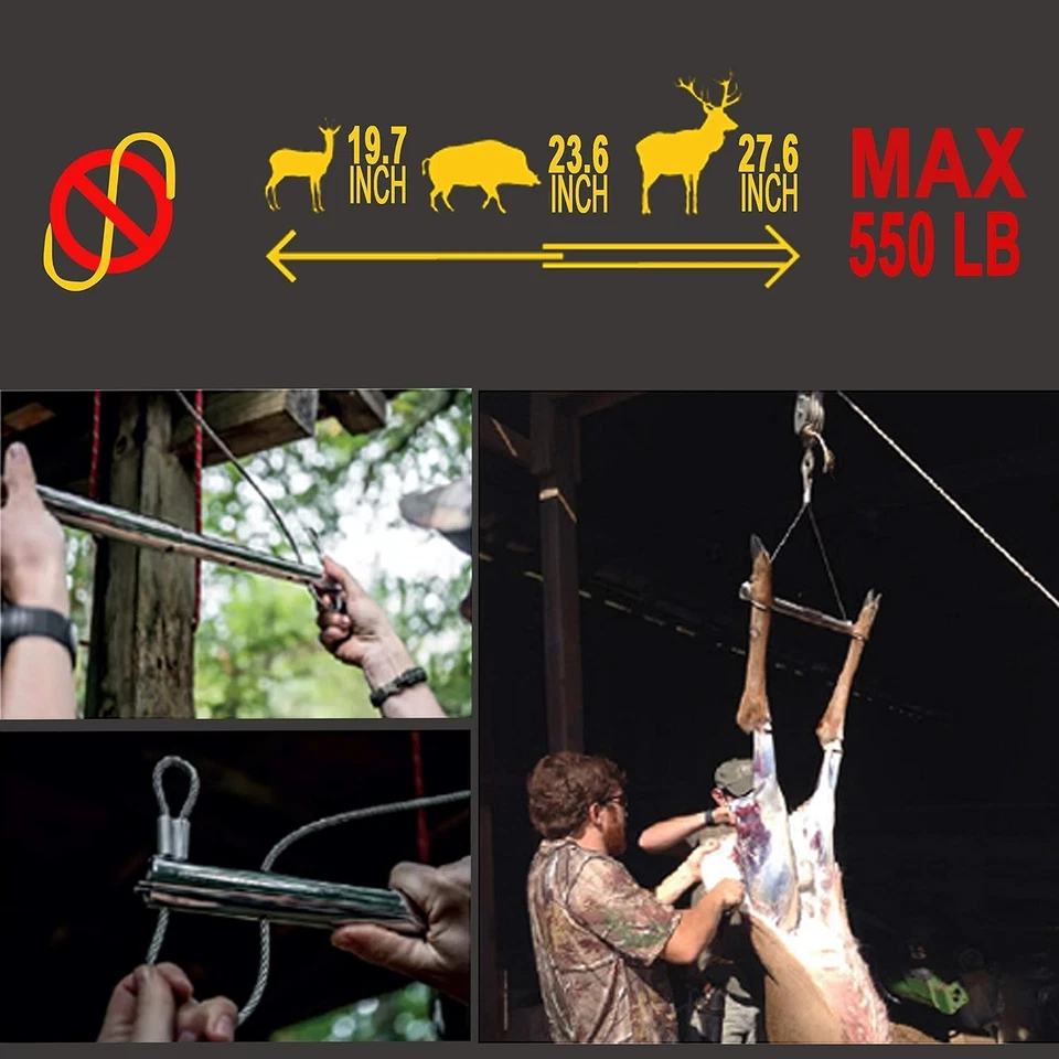 Gambrel for Deer Hoist Truck Hitch Tree Mounted Game Hanger Tripod Stand Lift Pu - Image 2 of 4