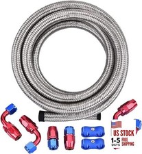  Fuel Line Kit,AN8 Braided Nylon Fuel Hose CPE 10FT Silver 8AN