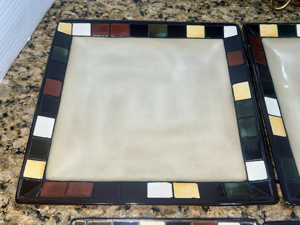 8 Better Homes & Garden Mosaic Tile Ceramic 11” &7-7/8" Dinner & Salad Plate Set - Image 3 of 4