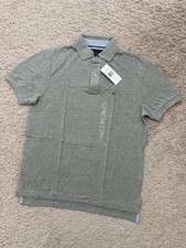 NWT Tommy Hilfiger Men's Solid SS Mesh Polo Shirt Grey Size S