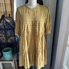 DOEN Authentic Ochre Tiered Dress Cotton Xl