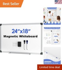 Magnetic Dry Erase White Board for Wall 24" 18"- 1 Eraser, 2 Markers, 4 Magne...
