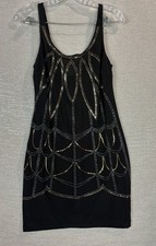 Bisou Bisou Women’s Size 6 Black Gold Sequin Art Deco Cocktail Sheath Dress