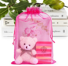 50 Pcs Large Organza Bags 8x12, Small Mesh Gift Bag Drawstring Bulk