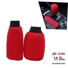 Set Car Gear Shift Knob Cover  Car Handbrake Cover - Anti-Slip Car - 2 PCS Red