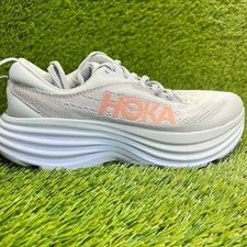 Hoka One One Bondi 8 Womens Size 9 Gray Orange Athletic Running Shoes Sneakers