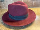 Target Womens 100% Wool Fedora Hat Burgundy Wide Brim Black Grosgrain Bow Band — photo 1