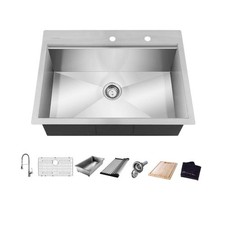 Glacier Bay 27 in. Drop-In Single Bowl 18 Gauge Stainless Steel Sink w/ Faucet