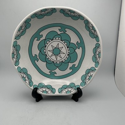 La Jolie Muse, Teal Mandala Organic Shape 8.25  Ceramic Serving Bowl - Good