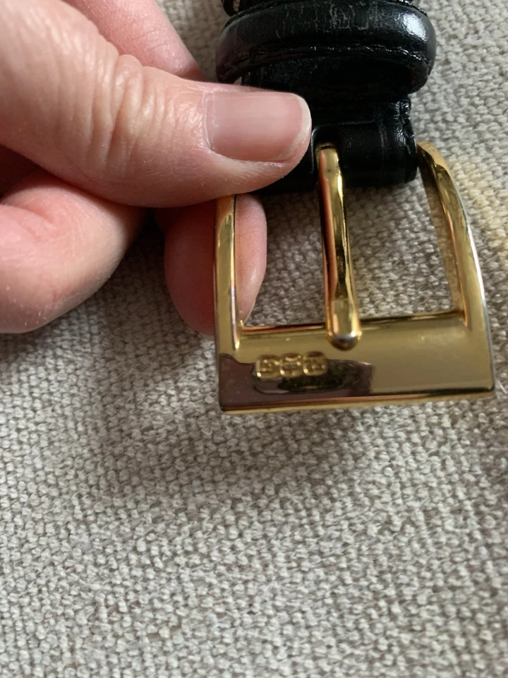 Cinturón Ralph Lauren Negro Caimán Mujer Tono Dorado Hebilla Talla Pequeña De Colección Foto 4 de 4