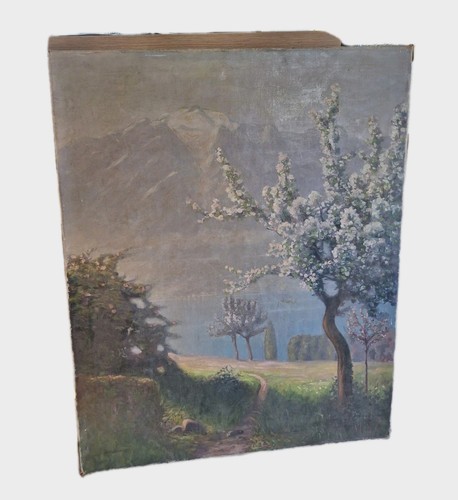 Peinture Ancienne Huile Sur Toile Paysage Impressionniste Tableau Signé - Photo 2/13