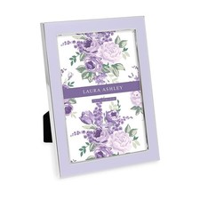 Laura Ashley 5x7 Lavender Enamel Picture Frame, Silver Metal Edge with Easel,...