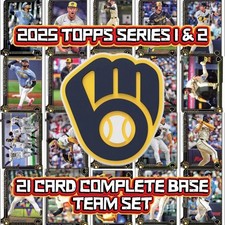 2025 Topps Baseball Milwaukee Brewers Team Set Series 1 &amp; 2 - Lot of 21 Cards