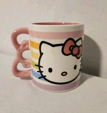 Sanrio HELLO KITTY Large Cup Mug Ceramic Pastel Colors Ribbon Handle 20oz