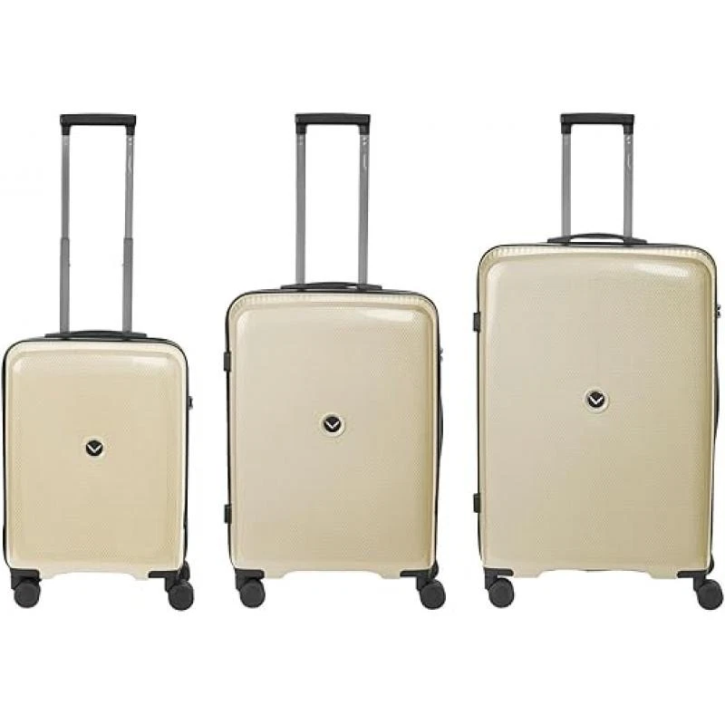 Reisekoffer mit 4 Rollen Koffer Set Trolley Taupe Beige Hartschalen 3tlg. TSA - Bild 2 von 4