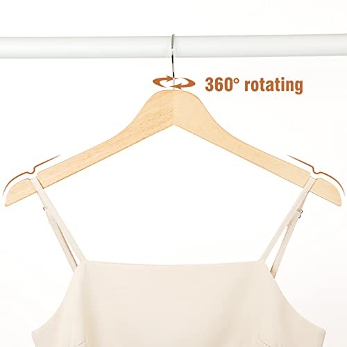  Wooden Hangers 30 Pack, 0.28-inch Slim & Durable 30 PCS Natural Rubberwood