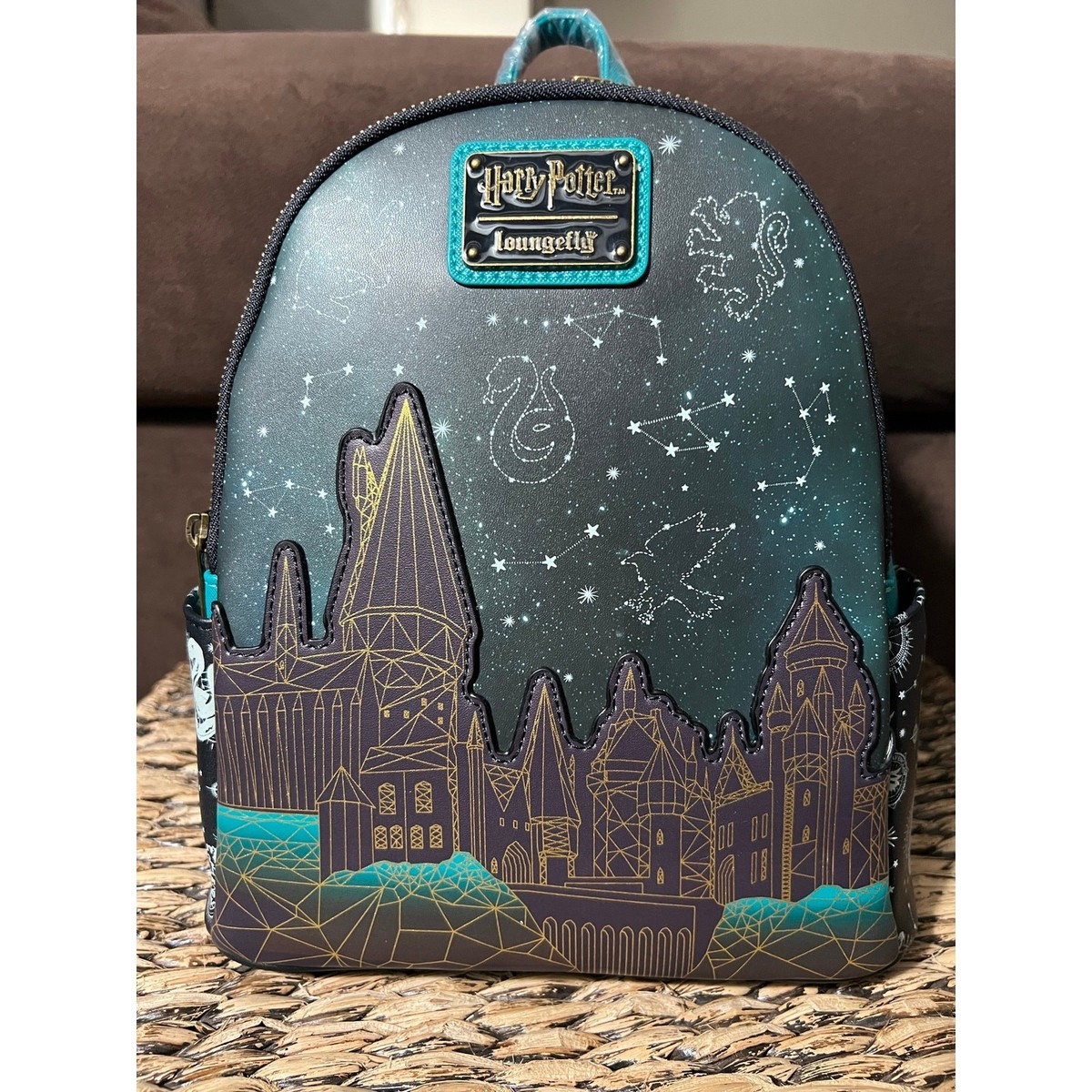 Loungefly Navy Hogwarts Castle glow in dark Mini Backpack Loungefly Harry Potter Mini Backpack GLOW Hogwarts Castle  main image 2